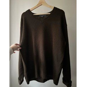 1990s Wool Club Monaco Dark Brown Knit Sweater